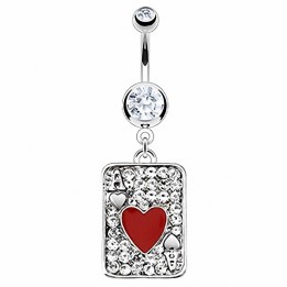 Piercing nombril Acier Chirurgical Carte As de Coeur