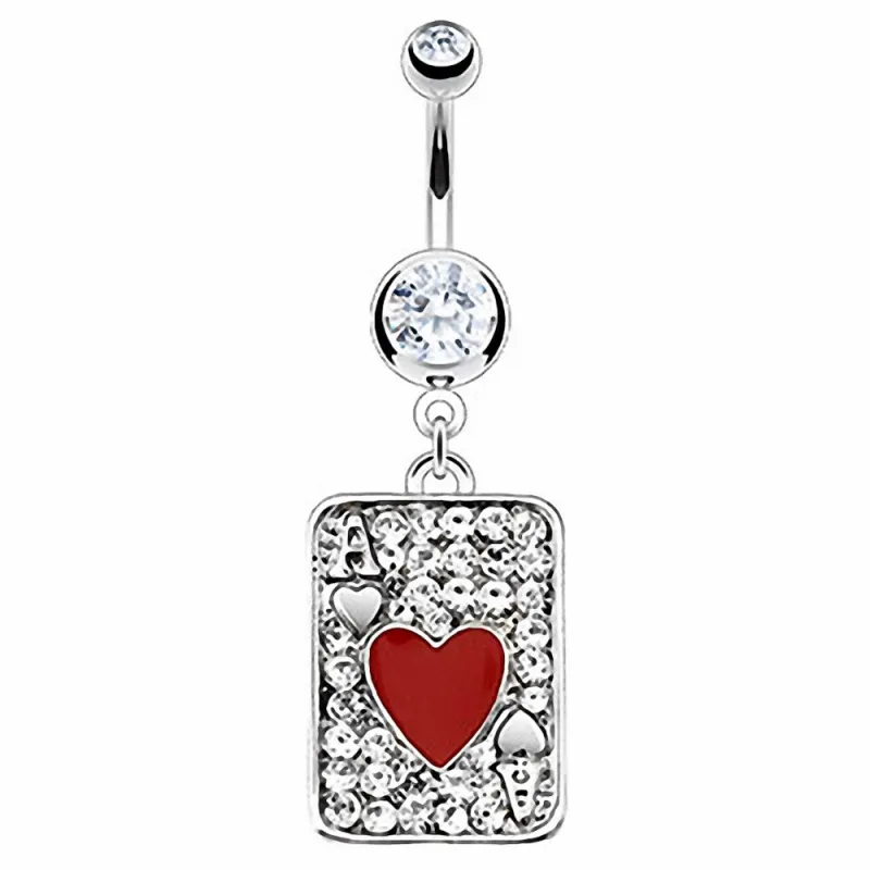 Piercing nombril Acier Chirurgical Carte As de Coeur Piercing nombril Acier Chirurgical Carte As de Coeur