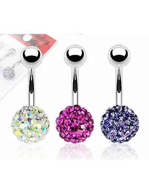 Lot de 3 Piercing nombril Crystal Férido Aurore Boréale Fuchsia Tanzanite