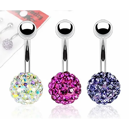 Lot de 3 Piercing nombril Crystal Férido Aurore Boréale Fuchsia Tanzanite