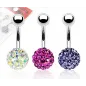 Lot de 3 Piercing nombril Crystal Férido Aurore Boréale Fuchsia Tanzanite