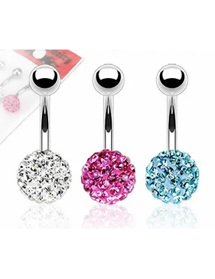 Lot de 3 Piercing nombril Crystal Férido Clair Rose Turquoise