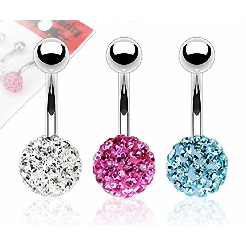 Lot de 3 Piercing nombril Crystal Férido Clair Rose Turquoise