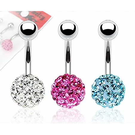 Lot de 3 Piercing nombril Crystal Férido Clair Rose Turquoise