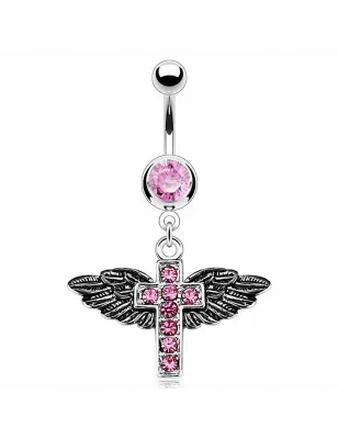 Piercing nombril Croix Ailes d'ange