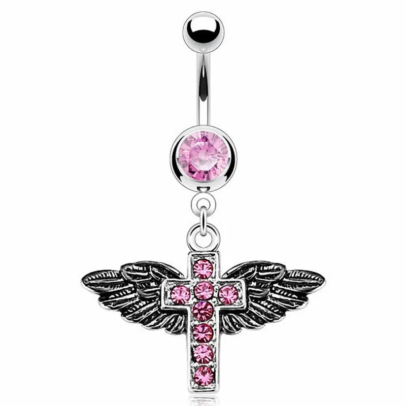 Piercing nombril Croix Ailes d'ange