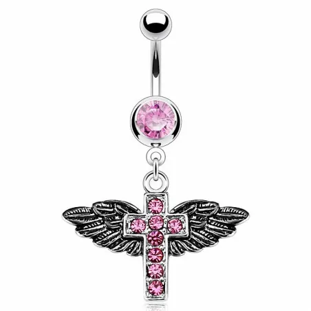 Piercing nombril Croix Ailes d'ange