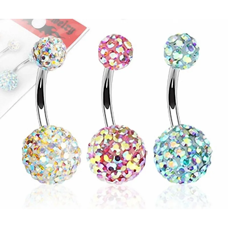 Lot de 3 Piercing nombril Crystal Férido Aurore Boréale