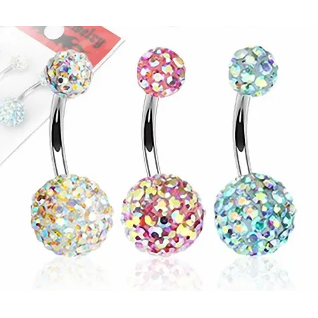 Lot de 3 Piercing nombril Crystal Férido Aurore Boréale