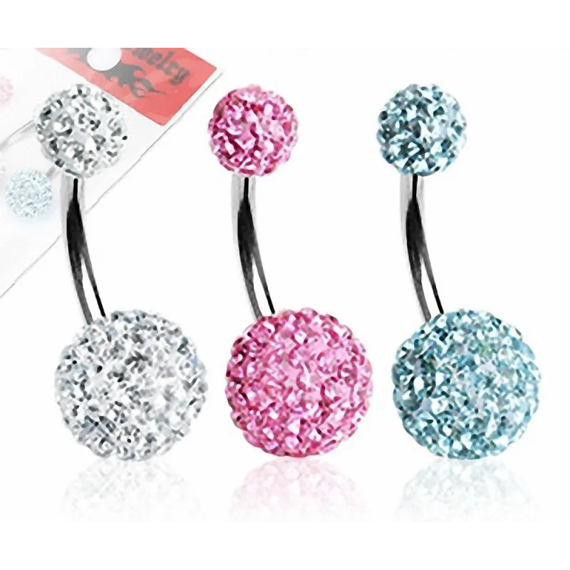 Lot de 3 Piercing nombril Crystal Férido Clair Rose Turquoise
