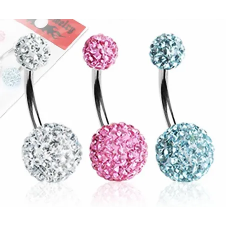 Lot de 3 Piercing nombril Crystal Férido Clair Rose Turquoise