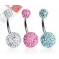 Lot de 3 Piercing nombril Crystal Férido Clair Rose Turquoise