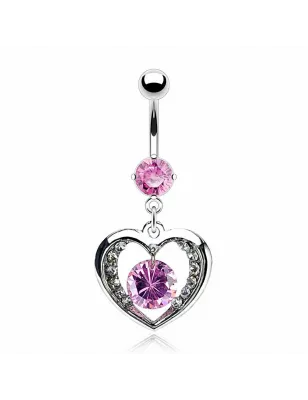 Piercing nombril Coeur Pierre Solitaire