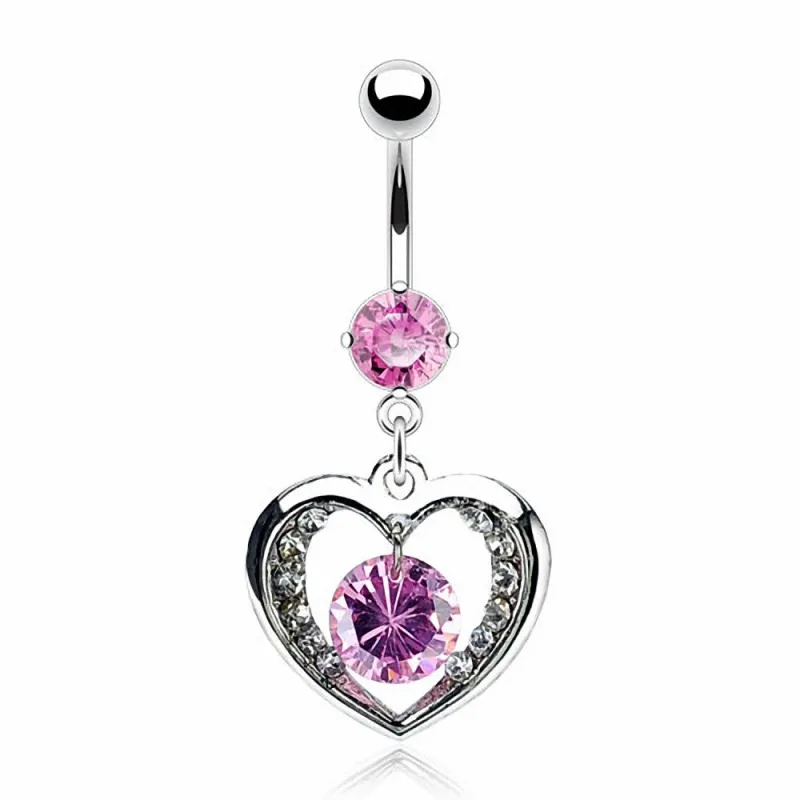 Piercing nombril Coeur Pierre Solitaire