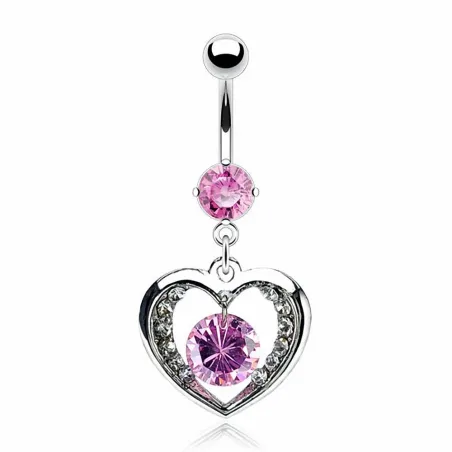 Piercing nombril Coeur Pierre Solitaire