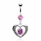 Piercing nombril Coeur Pierre Solitaire