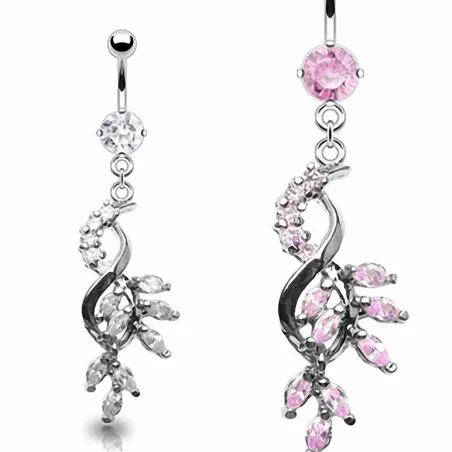 Piercing nombril Feuilles de Vigne Gemmes