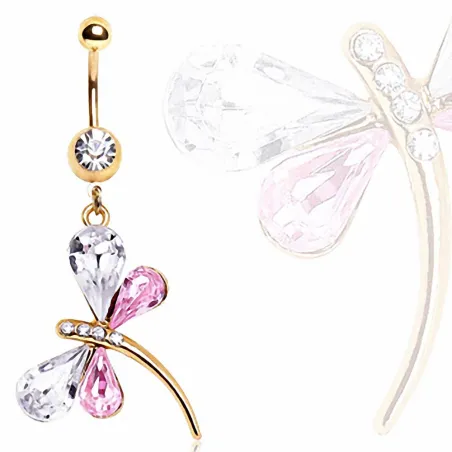 Piercing Nombril Plaqué Or Libellule