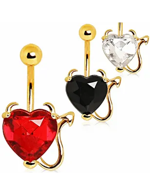 Piercing Nombril Plaqué Or Devil Heart