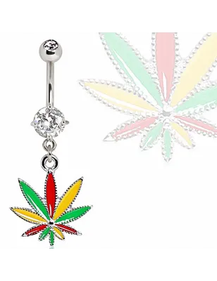 Piercing nombril cannabis strass