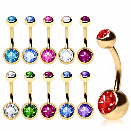 Piercing Nombril Plaqué Or Pierres Zircon