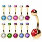 Piercing Nombril Plaqué Or Pierres Zircon
