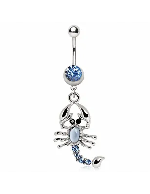 Piercing nombril scorpion bleu