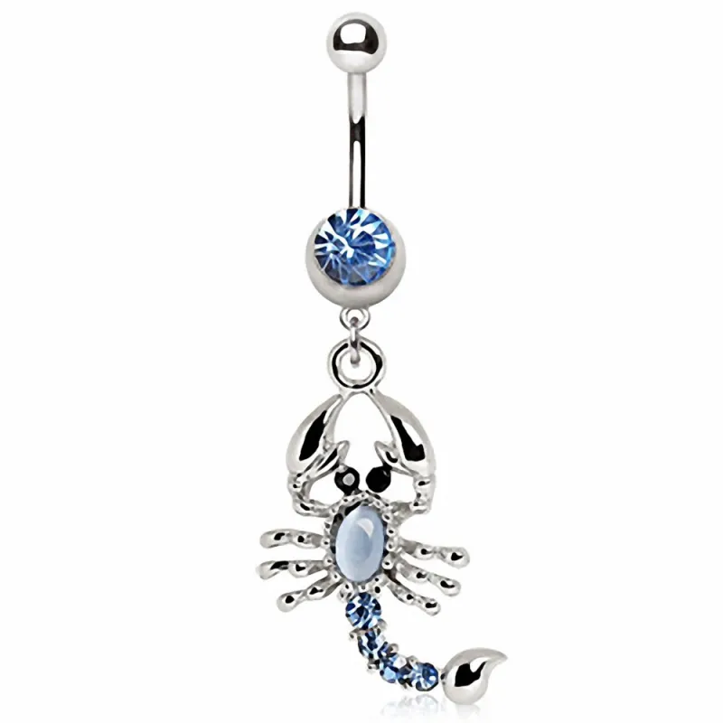 Piercing nombril scorpion bleu