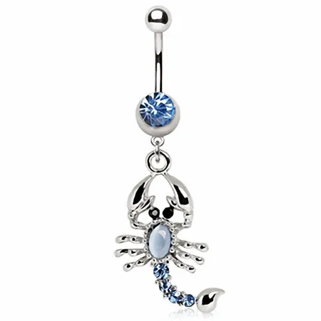 Piercing nombril scorpion bleu