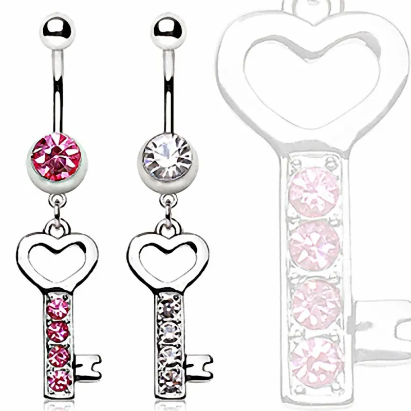 Piercing nombril clef strass