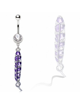 Piercing nombril plume tanzanite