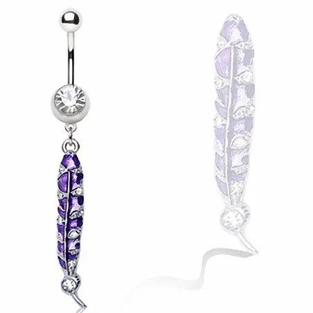 Piercing nombril plume tanzanite
