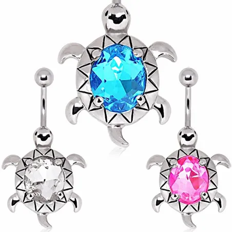 Piercing nombril tortue strass