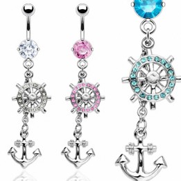 Piercing nombril barre et ancre