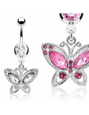 Piercing nombril papillon et gemmes