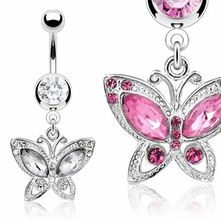 Piercing nombril papillon et gemmes