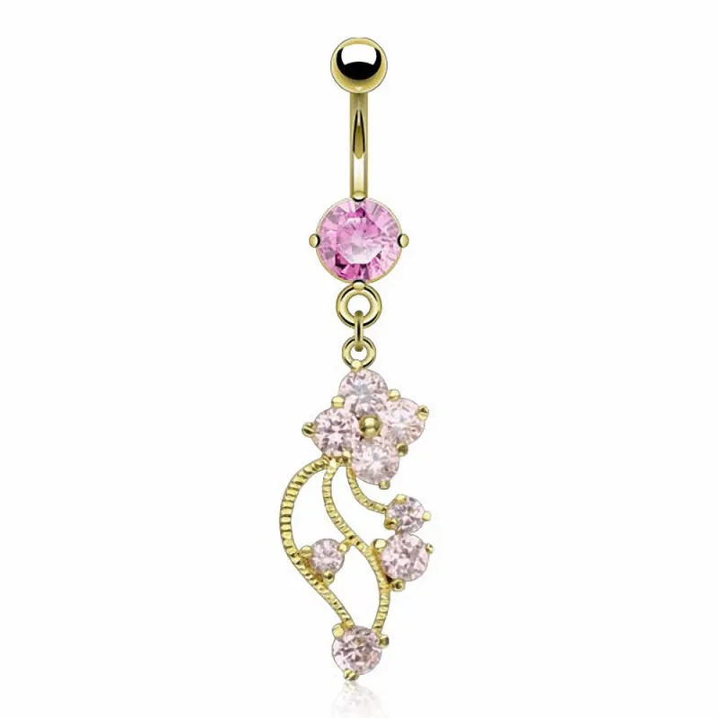 Piercing nombril plaqué or vigne