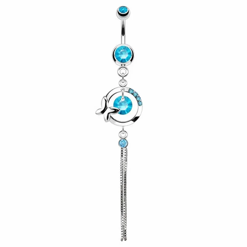 Piercing nombril cercle papillon chaine