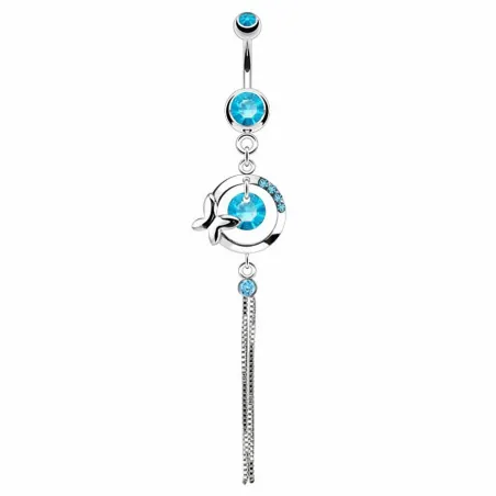 Piercing nombril cercle papillon chaine