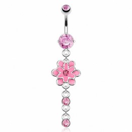 Piercing nombril fleur pendentif