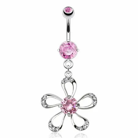 Piercing nombril fleur pétales