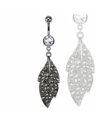 Piercing nombril hematite feuille