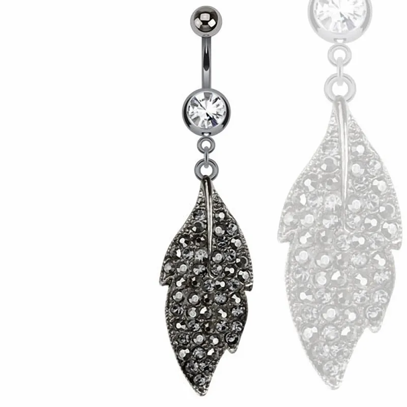 Piercing nombril hematite feuille