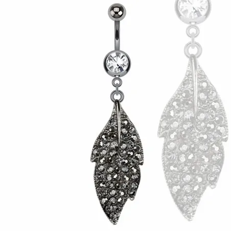 Piercing nombril hematite feuille