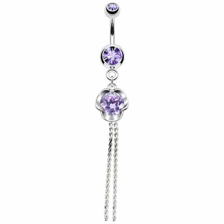 Piercing nombril rose zircon