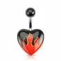 Piercing nombril coeur flammes