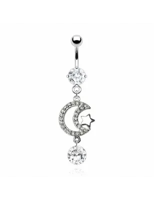 Piercing nombril étoile lune