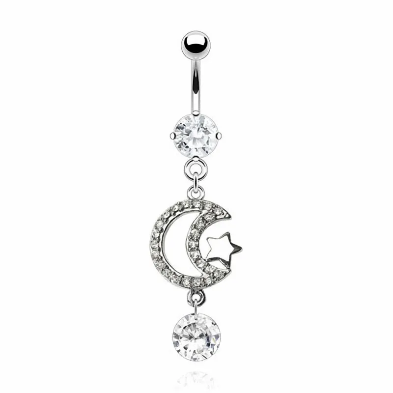 Piercing nombril étoile lune