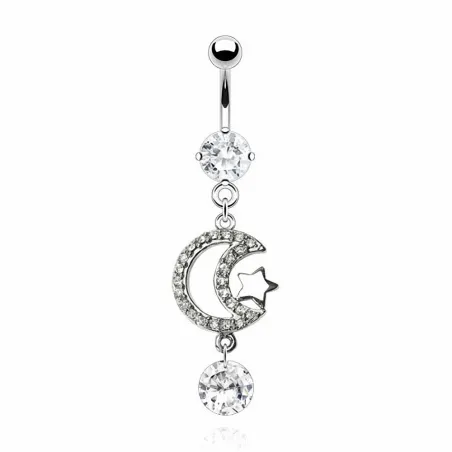 Piercing nombril étoile lune