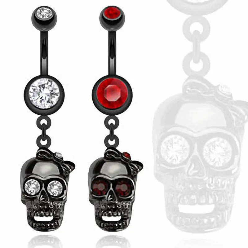 Piercing nombril noir tête de mort